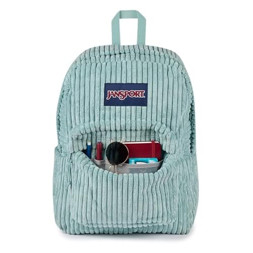 JanSport Superbreak Plus FX Backpack - Work, Travel, or Laptop Bag with Water Bottle Pocket - Surreal Corduroy Sage