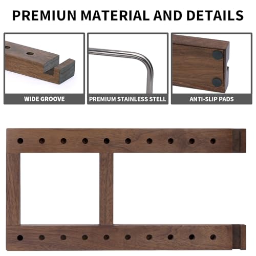 Solid Walnut Wood Record Holder - 3-Tier Organizer for 75 LPs with Now Playing Album Stand, Vinyl Storage Display for Living Room Decor