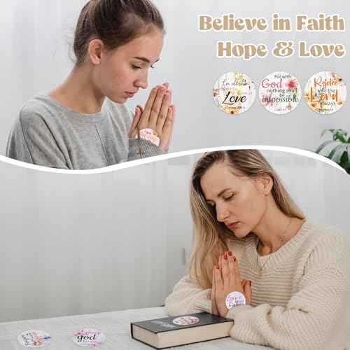 600 Pcs Bible Verse Stickers, 24 Styles Floral Scripture Stickers Christian Religious Inspirational Decals for Crafts Cards Envelope Seals and Christian Party,1.5 Inch
