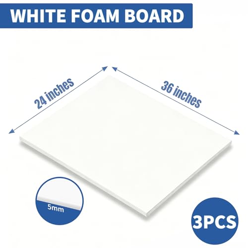 KICPEG 3-Pack White Foam Boards 24x36 Inches for Art & Craft Projects