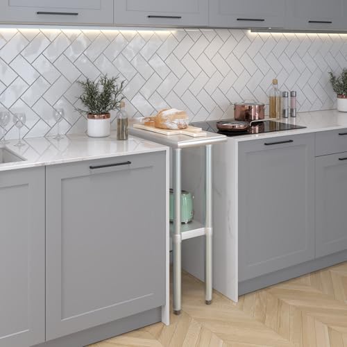 AmGood 24in x 12in Stainless Steel Work Table with Backsplash, NSF 18-Gauge Top, Adjustable Undershelf