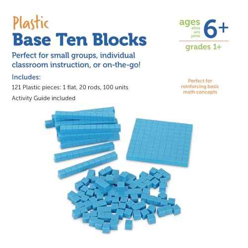 Learning Resources Base Ten Blocks Smart Pack - 121 Pieces, Ages 6+, Grades 1+, Math First Grade Games, School Supplies