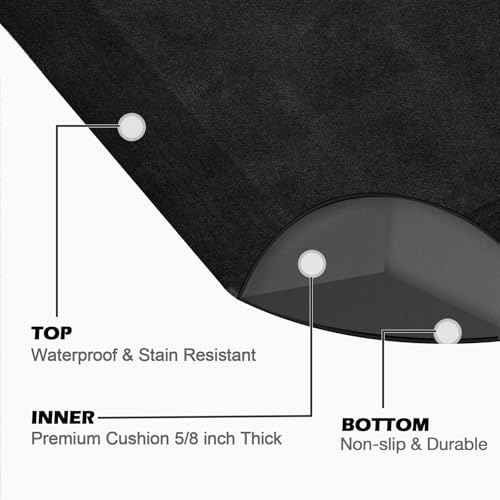 Anti Fatigue Salon Mat for Hair Stylist Anti-Slip Antique Series Salon & Barber Shop Chair Floor Mat (17''x28'' x 5/8'',Black)