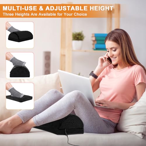 HAMOPY Heated Foot Rest for Under Desk with Pad Pocket, 3 Levels Temp Adjustable Controller & Washable Heated Footrest, Warm Foot Pocket for Office, Gaming, Ergonomic Design for Back Pain Relief