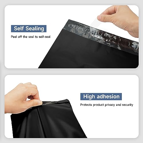 KKBESTPACK 200 Pcs 12x15.5 Poly Mailer Envelopes Shipping Bags Self Adhesive Waterproof Bags (Black), 12 x 15.5