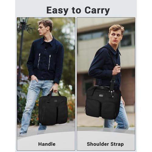 3 Inch Zipper Binder 3 Ring with Sturdy Shoulder Strap & Multi-Pocket, Binder with Zipper Holds Up to 700 Sheets for Office School, Compatible with 13¡± MacBook Laptop ipad(Black)