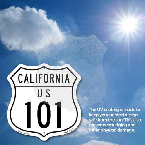 California Route Marker Shield Sign Us 101 (2 Pack) 18 inch X 18 inch Shield Shaped Commercial Grade Plastic Signs Weather Resistant, UV Protected for Workplace Made in the USA