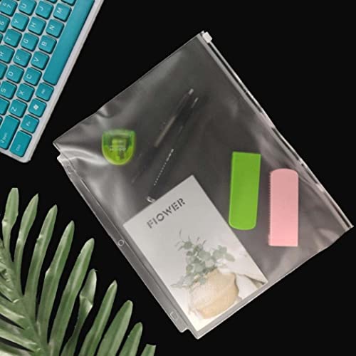 YoeeJob 3 Holes Clear PVC Zipper Binder Pocket Insert Pages Letter Size, 8 1/2" x 11 Loose Leaf Binder Filing Storage Bags 50 Per Pack