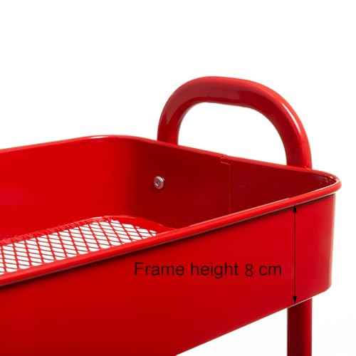 AGTEK Makeup Cart, Movable Rolling Organizer Cart, Red 3 Tier Metal Utility Cart