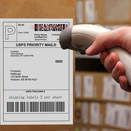 Half Sheet 8.5x5.5inch Shipping Mailing Label 1000 Counts, 2 Labels Per Sheet 8.5 x 11 for Laser & Inkjet Printer, Permanent Adhesive Label Square Corner (500 Sheets)