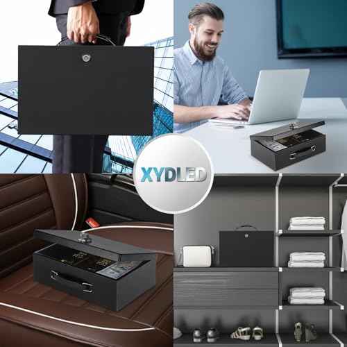 xydled Fire Resistant Safe Fire Safe Box with Key Lock for Home Office Security Storage for Valuables Documents,12.8 x 8.5 x 4.5 Inch,Black
