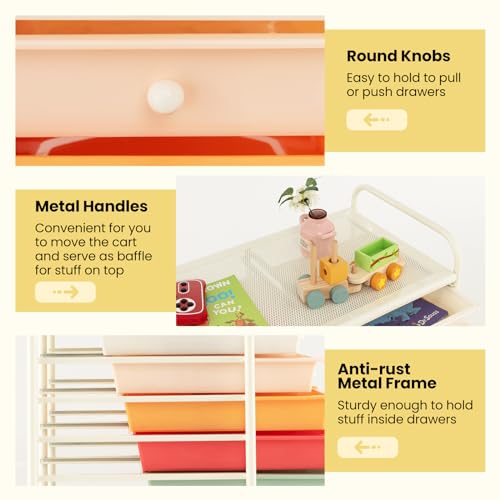 COSTWAY 12-Drawer Rolling Storage Cart Macaron – Moveable Craft Organizer