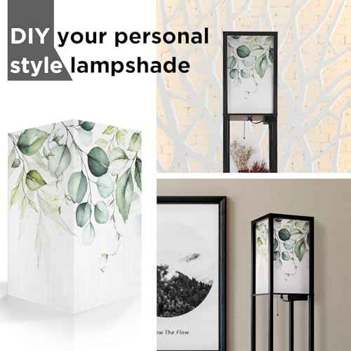 OUTON White Linen Texture Lamp Shade 14.25 x 8.5 x 8.5 inch for Shelf Floor Lamp