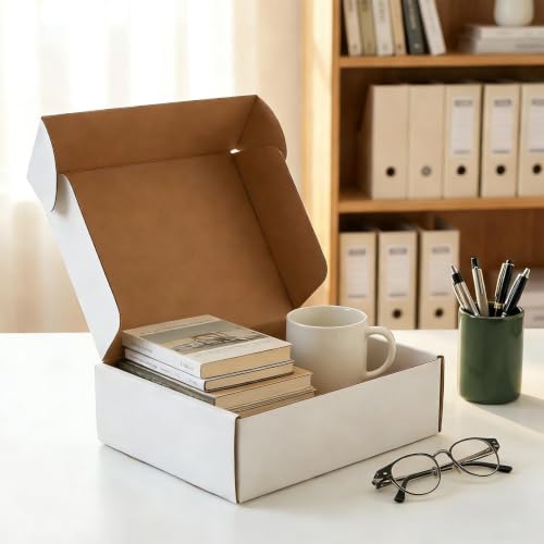 40 Pack White Shipping Boxes 9x6x2 Inch Corrugated Mailer Boxes for Small Business & Gift Packaging