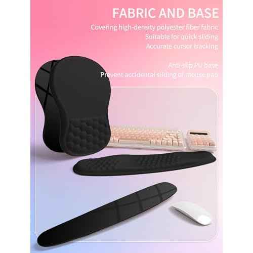 Hokafenle 2in1 Combination, Wave Keyboard Wrist Rest and Ergonomic Curvature Mouse Pad Wrist Support for Relieve Wrist Pain, Filled with Soft Cushion Memory Foam, Black