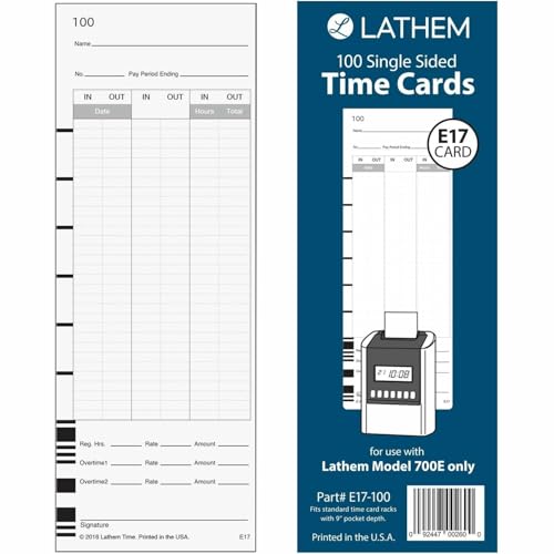 Lathem Model 700E Clock Single Sided Time Cards, White