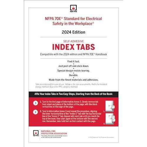 NFPA 70E, Standard for Electrical Safety in The Workplace Self-Adhesive Index Tabs (2024)