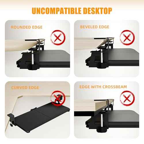 ERGOMAKER Keyboard Tray Under Desk, Pull Out Keyboard Tray with C Clamp Mount, 25.6" (29.7" Including Clamps) x 11.8" Slide-Out Platform Computer Drawer for Typing, Keyboard & Mouse Tray, Black