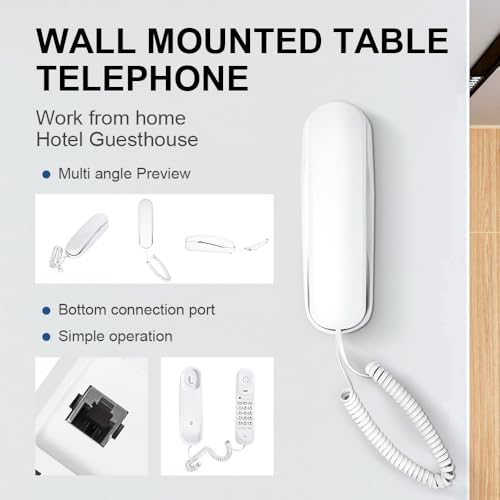 OF-990 Slimline Wall-Mount Corded Telephone No Power Needed