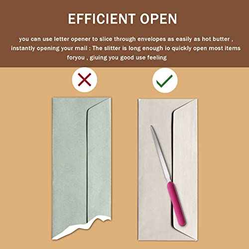 Kosiz Letter Opener Sword Stainless Steel Envelope Openers Slitters Mail Knife Lightweight Letter Knives for Office Home Supplies, 4 Pieces(White, Black, Blue, Red)