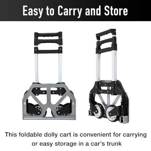 Japard Hand Truck Dolly Folding Alunimum Carrying Cart with Wheels Foldable and Long 39.4" Collapsible Handle, 166 Lbs for Camping Outdoor Home