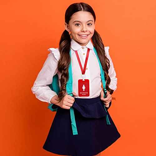 8 Pcs Hall Lanyards and School Passes Set Unbreakable PVC School Passes Set Teacher Lanyard Library Office Nurse Restroom Bathroom Passes for Classrooms and Teachers Supplies (Classic Style)