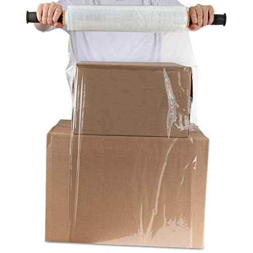 Modern Innovations Clear Stretch Wrap Roll Bundle - (2) 15" Rolls, (2) 5" Rolls, (2) Handles,(4000 Feet) Shrink Wrap for Moving, Packing Supplies for Wrapping Furniture, Plastic Pallet Cling