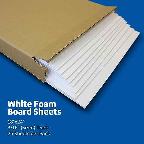 Flipside Products 18" x 24" White Foam Board, Arts and Crafts, 3/16" Thick, Presentations, Signboards, Backing Board, Display, Pack of 25