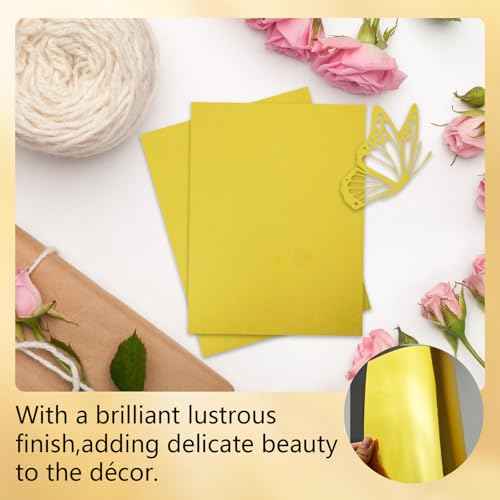 20 Sheets Gold Metallic Cardstock Paper 8.5 x 11in,250GSM Mirror Finish Surface Foil Board Perfect for Crafting, Invitations & Decorations (Gold)
