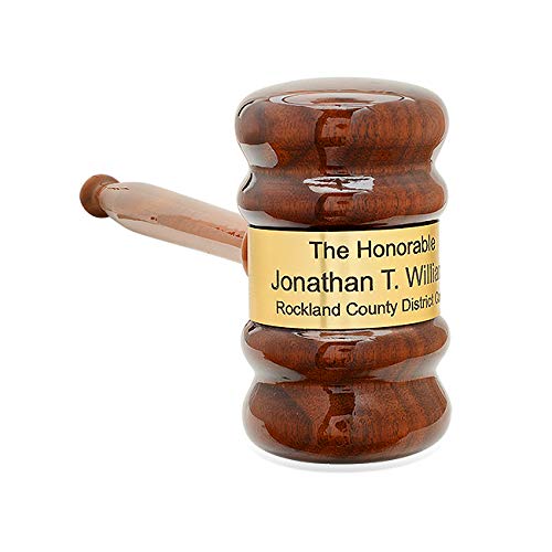 Executive Gift Shoppe | The Judge Personalized Wooden Gavel with Gold Band
