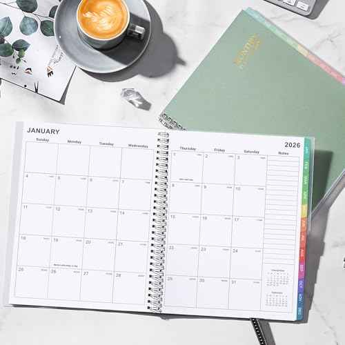2026 Monthly Planner - 2026 Planner/Calendar, 12 Months Planner with Colorful Tabs, JAN 2026-DEC 2026, 8'' x 10'', 2026 Monthly Calendar with 2-Sides Pockets