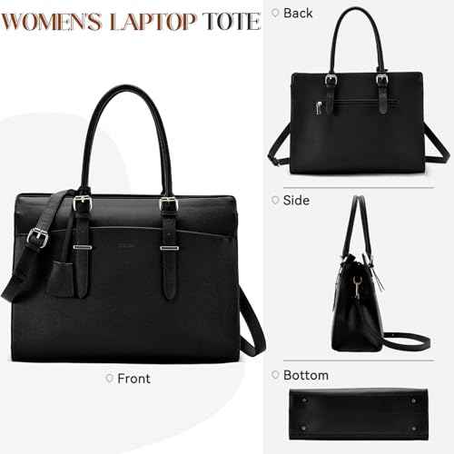 VASCHY Laptop Bag for Women, Vegan Leather 15.6 Inch Computer Large Work Tote Purse Business Briefcase Handbag Shoulder Bag