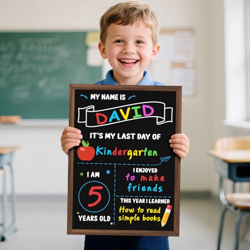 First Day of School Chalkboard Sign Set - Reusable Double-Sided Kids Classroom Decor