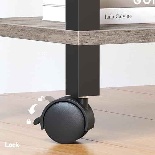 TUTOTAK 3 Tier Printer Stand, Rolling Printer Cart with Power Outlets and USB Ports, Mobile Printer Table with Wheels, for Under Desk, Office, Home, Black PS02BG001