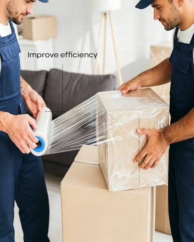 2 Pairs Stretch Wrap Dispenser with Shrink Handle, Plastic Hand Saver