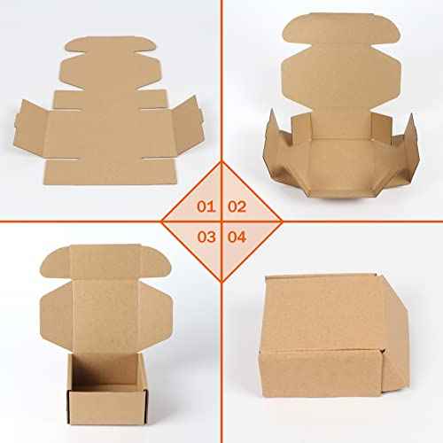 PHAREGE 4x4x2 inch Shipping Boxes Bulk 100 Pack Brown, Tab Lock Tuck Top Mailer Boxes for Packaging Small Business, Small Cardboard Gift Boxes for Wrapping Mailing Present
