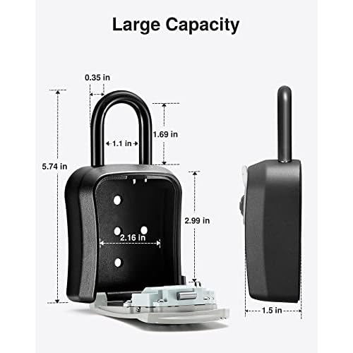 Puroma Key Lock Box, Portable Combination Lockbox Wall-Mounted Key Storage Box for House Keys, Resettable Code Safe Security Lock Box for Home, Office, Apartment Spare Key Storage (1 Pack, Gray)