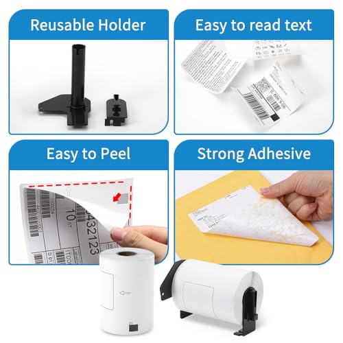 MarkDomain Replace for Brother DK-1241 (4" x 6") Die-Cut Shipping Labels Use with Brother QL-1100NWB QL-1100 Label Printer, (102mm x 152mm) 200 per roll, 10 Rolls (2000 Labels) + 1 Frame
