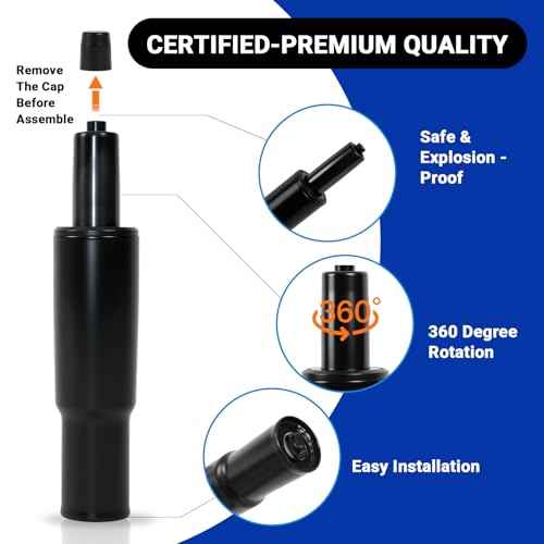 2.4 Inches Short Office Chair Gas Lift Cylinder Replacement - Heavy Duty 1000lbs Class 4 Hydraulic Lift with Silent 360¡Æ Rotation, Universal Fit for Sinking Desk/Gaming Chairs