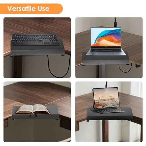 17 inch Clamp-on Corner Desk Connector Sleeve Plate, L Desk Platform Extender Attachment, Corner Desk mat - Black