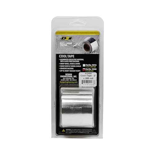 Design Engineering Cool-Tape | Self-Adhesive Heat Reflective Tape, High Temp (up to 400F) | 2" x 30' Roll | 010468 | Flexible Heat Shield for Automotive & Industrial Use