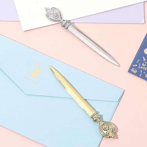 ZEYIYER Stainless Steel Letter Opener Set - Gold & Silver Envelope Slitters for Office & Home