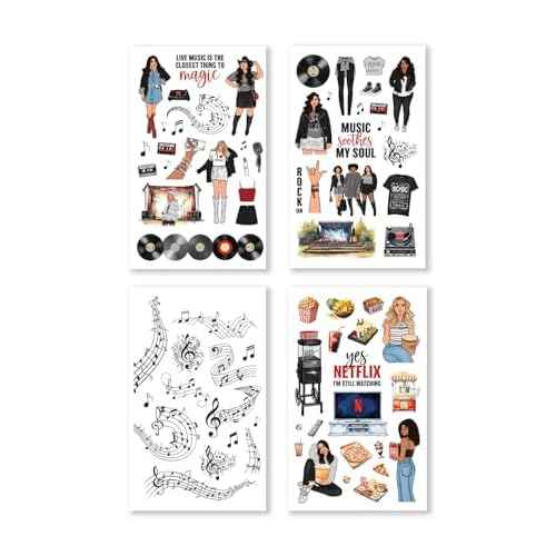 Rongrong My Favorite Things Planner Sticker Book ? Stickers for Planners, Journals & Scrapbooks ? 24 Pages ? Inspired by Music Lovers & Movie Night Vibes
