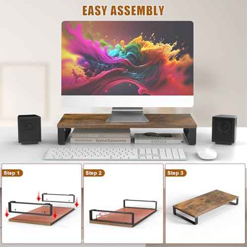 Ywin Monitor Stand Riser, Computer Monitor Stand for Desk Laptop Riser Underneath Storage for Office, Home and School, Large Size 23.6''L x 15.7''W