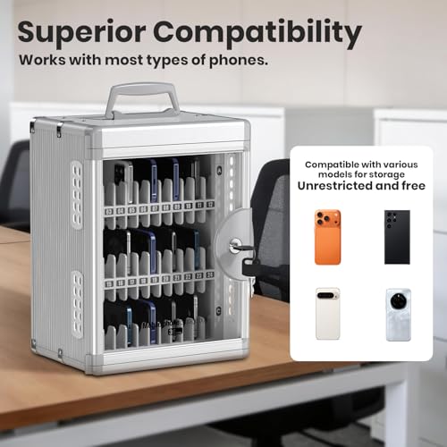 36 Slots Cell Phone Locker with Key for Classroom, Storage Box