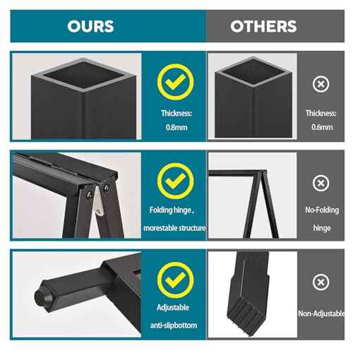 24 x 36 Heavy Duty Slide-in Folding A-Frame Sidewalk Sign Black Coated Steel Metal Double-Sided Pavement Sign (Frame only)