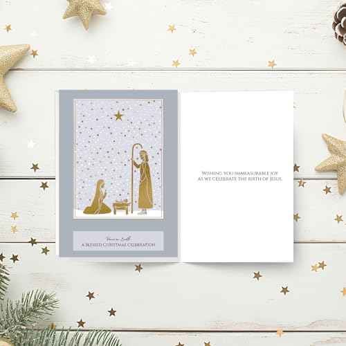 easykart labels Religious Christmas Boxed Cards, Nativity Scene (48 Christmas Cards and 48 Envelopes & Sealing Stickers)