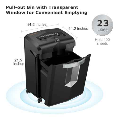 Bonsaii Paper Shredder, 18-Sheet 60-Minutes Shredder for Office Heavy Duty Cross-Cut Shredder with 6 Gallon Pullout Basket 4 Casters(C149-C)