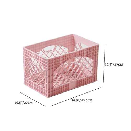 J&V TEXTILES 2 Pack Stackable Crates for Office Storage and Classroom Organization, 16, 24 Quart (Blush)