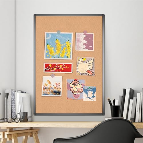 VIZ-PRO 36x24 Inch Cork Notice Board with Black Aluminum Frame - Bulletin Board